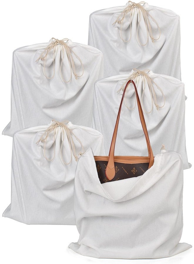 HAMBOLY 100% Cotton Bags 5 Pack Dust Cover Storage Pouch with Drawstring Closure for Packaging Handbags Purses Pocketbooks Shoes Boots, White (21 x 19 in) - Image 1